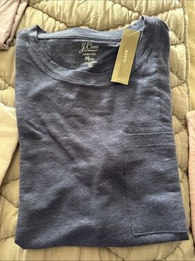J. Crew Navy Linen Pocket Tee - Short Sleeve